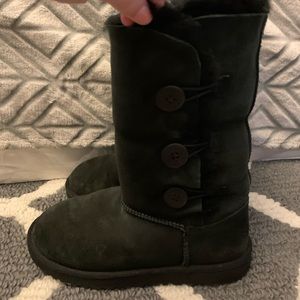 black tall UGGS with buttons